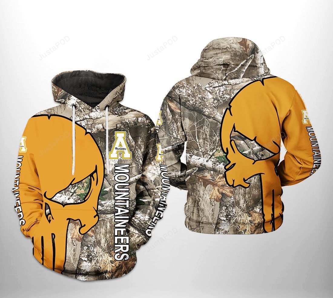 Appalachian State Mountaineers Ncaa Camo Veteran Hunting 3d All Over Print Hoodie Zip-up Hoodie