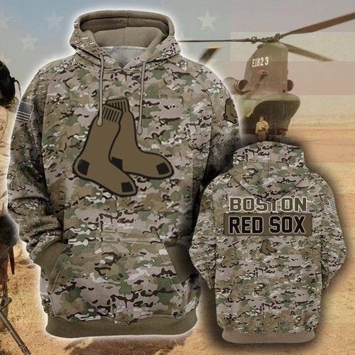 Boston Red Sox Camouflage Veteran Pullover And Zippered Hoodies Custom 3d Graphic Printed 3d Hoodie All Over Print Hoodie For Men For Women