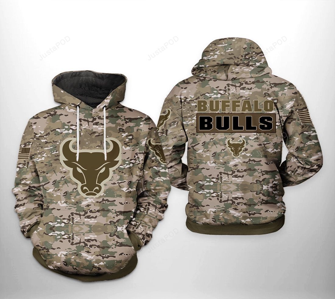 Buffalo Bulls Ncaa Camo Veteran 3d All Over Print Hoodie Zip-up Hoodie