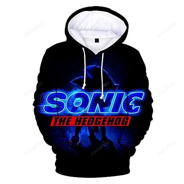 Cartoon Games Sonic The Hedgehog Black 3d All Over Print Hoodie Zip-up Hoodie