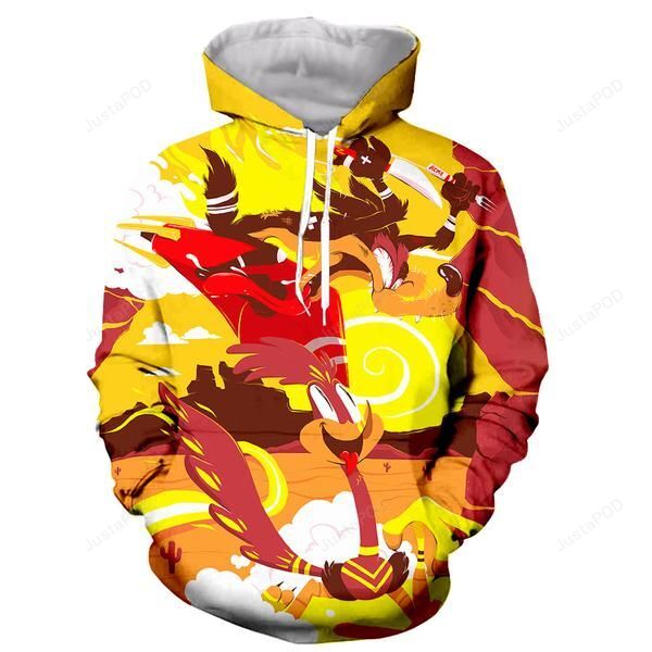 Cartton Road Runner Wile E Coyote 3d All Over Print Hoodie Zip-up Hoodie