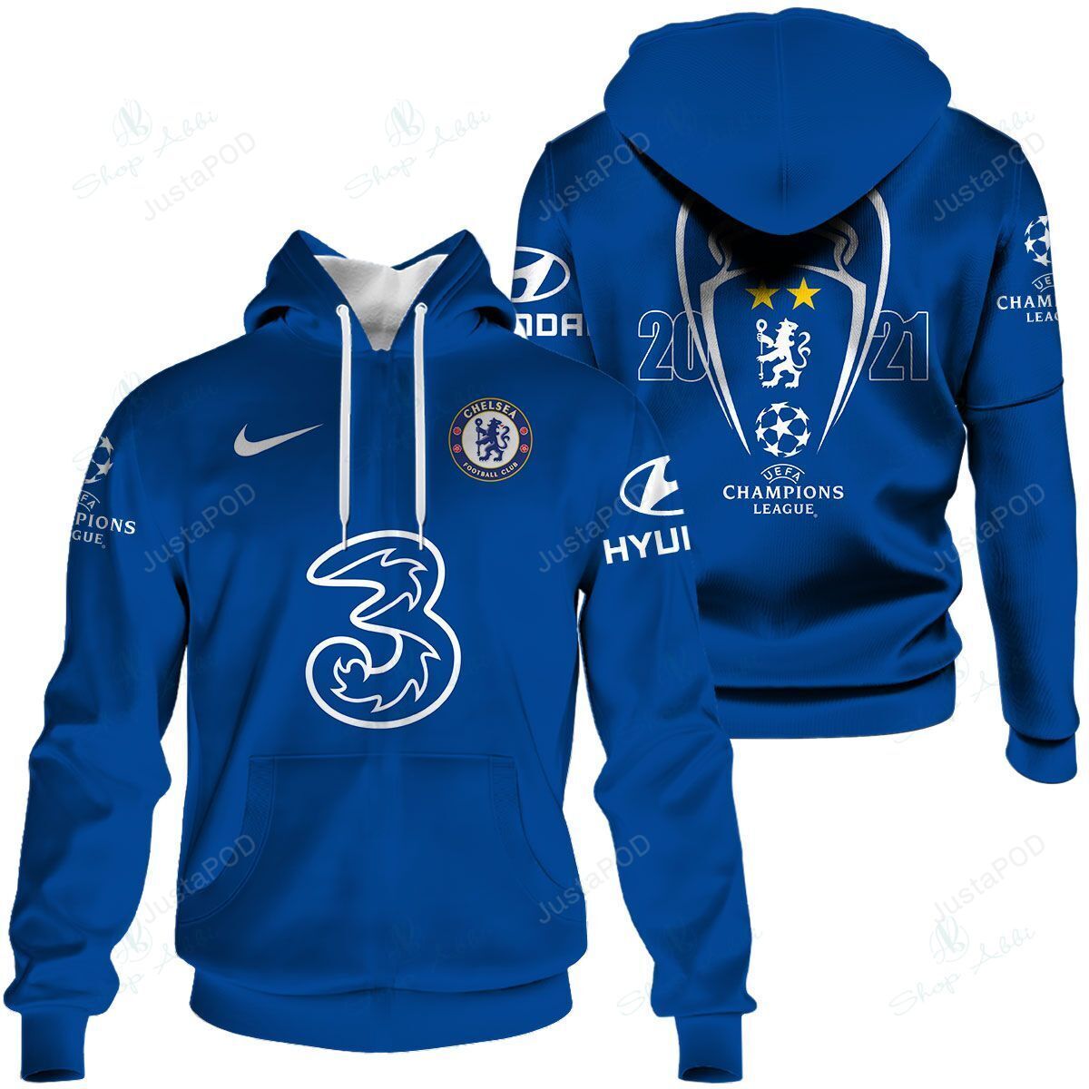 Chelsea Champions 2021 3d All Over Print Hoodie Zip-up Hoodie