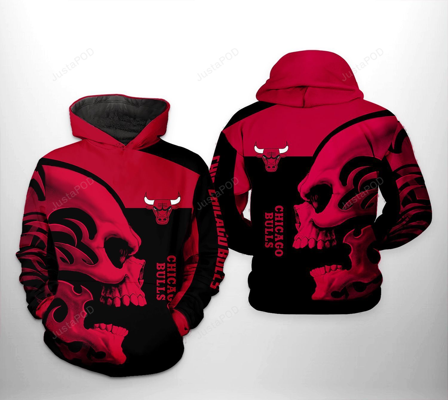 Chicago Bulls Nba Skull Team 3d All Over Print Hoodie Zip-up Hoodie