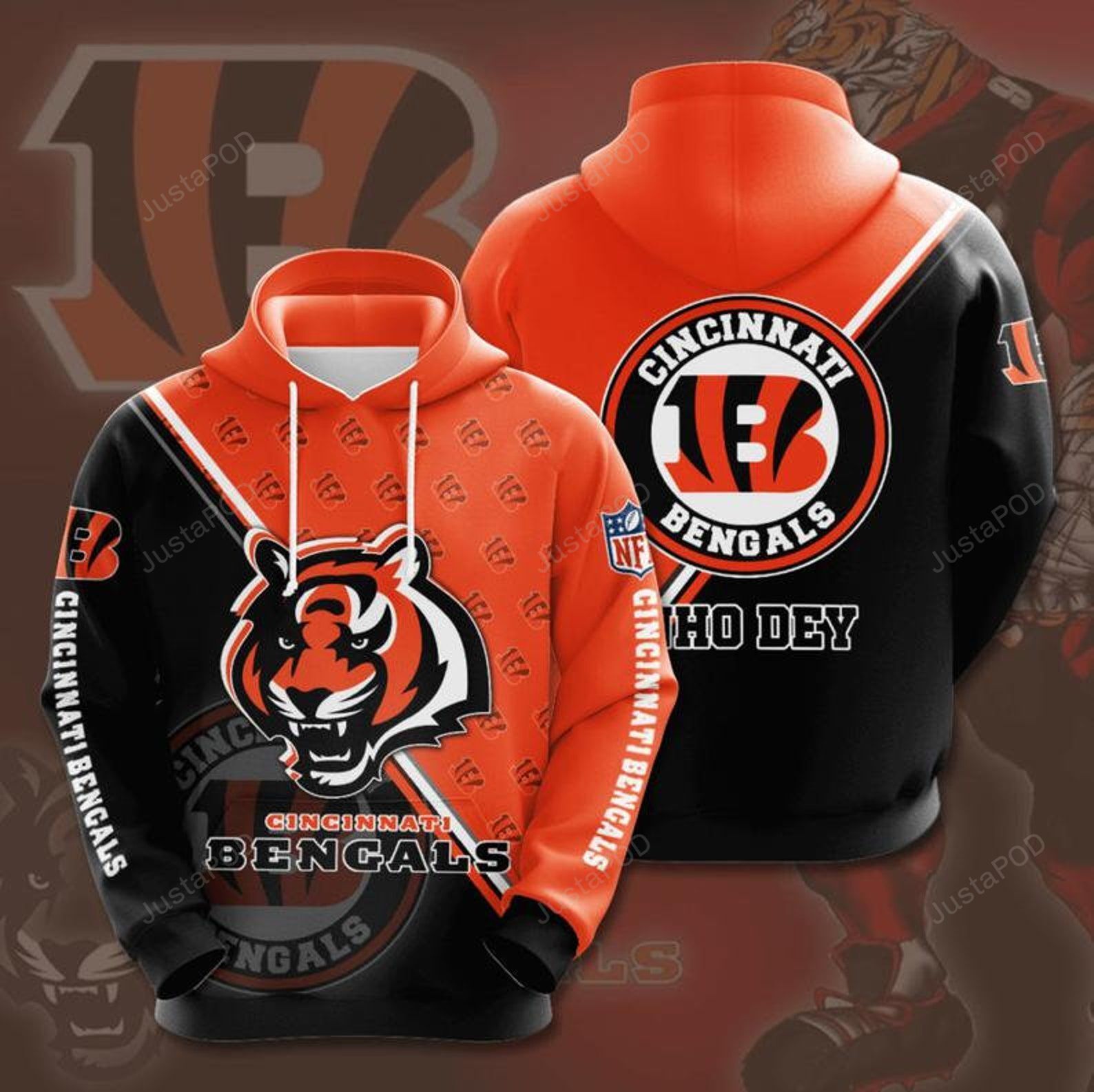 Cincinnati Bengals Nfl 3d Men And Women Hoodie 3d All Over Printed Hoodie Zip- Up Hoodie