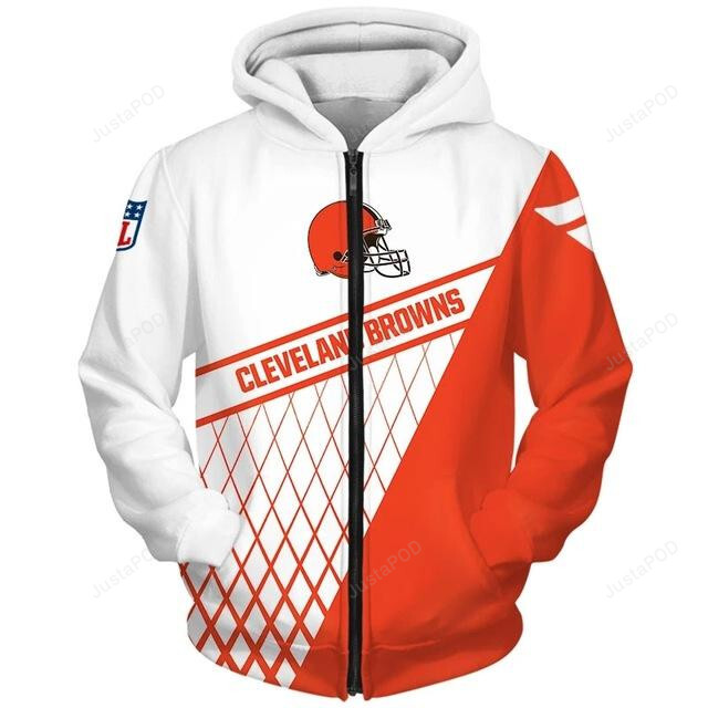 Cleveland Browns 3d All Over Printed Hoodie Zip- Up Hoodie