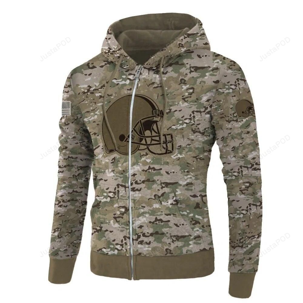 Cleveland Browns Camo 3d All Over Print Hoodie Zip-up Hoodie-trungten-u15zd