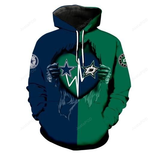 Dallas Stars Dallas Cowboys All Over Print V1118 Hoodie