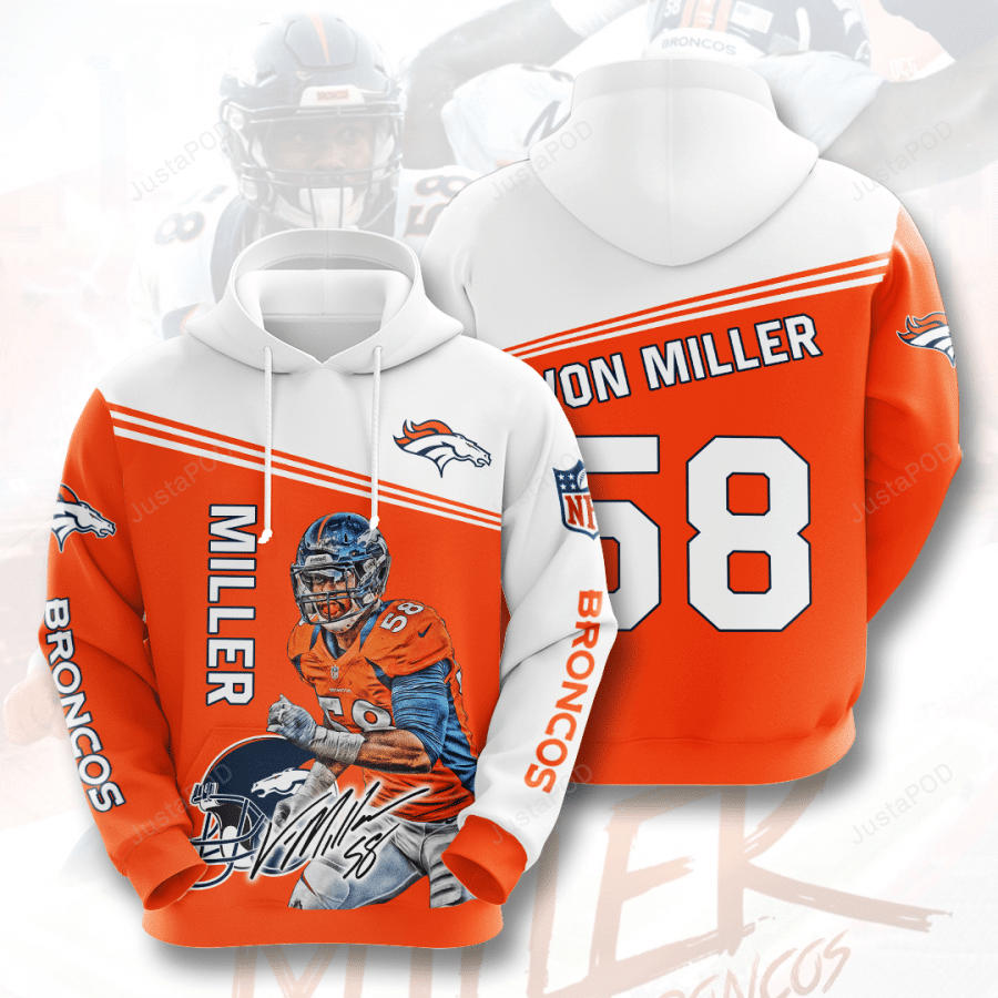 Denver Broncos Von Miller 3d All Over Print Hoodie Zip-up Hoodie