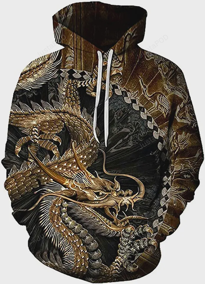 Dragon Graphic 3d All Print Hoodie Zip- Up Hoodie