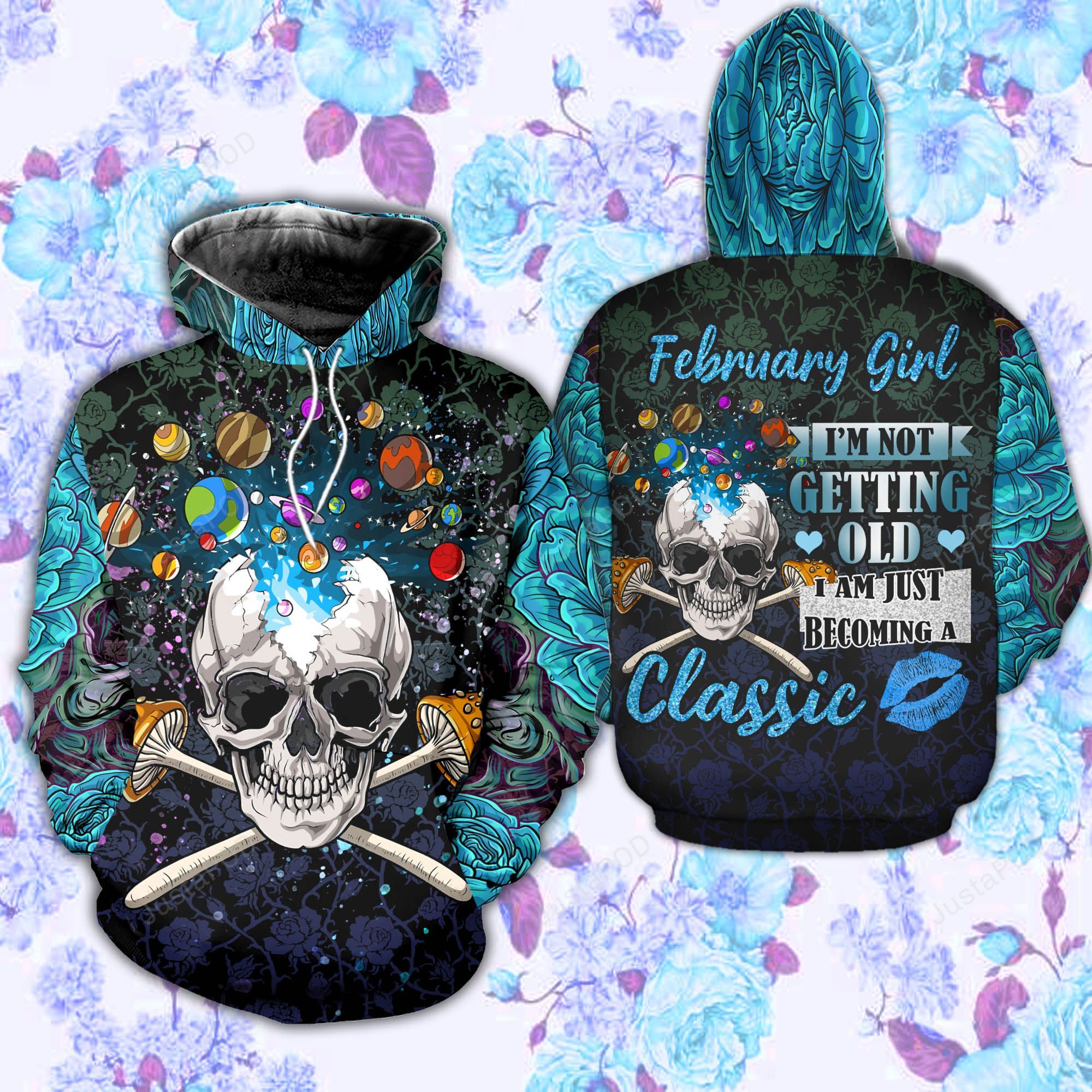 February Girl Skull Mushroom Hoodie