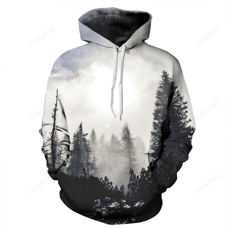 Foggy Forest Tree Print Hoodie Sweatshirt Menwomen 2018 New Funny 3d Hoodies Sweatshirts Men Hip Hop Streetwear Hoody Tracksuit