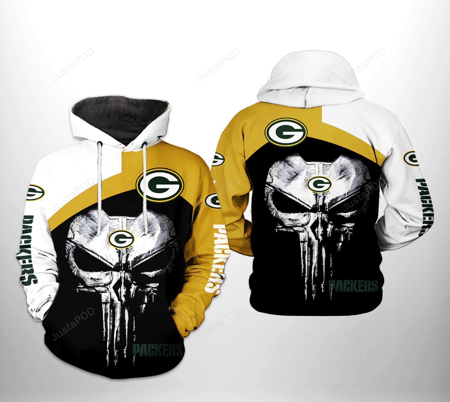 Green Bay Packers Nfl Skull Punisher Team 3d All Over Print Hoodie Zip-up Hoodie