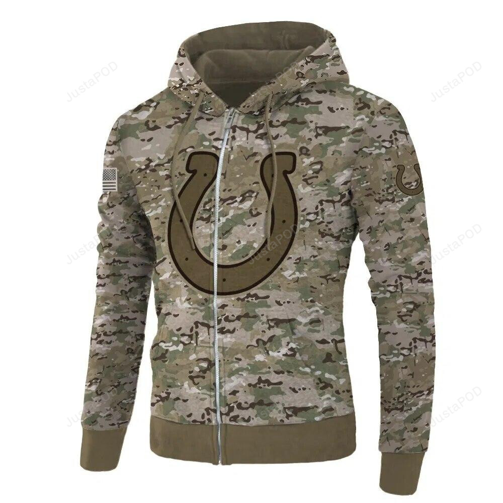 Indianapolis Colts Camo 3d All Print Hoodie Zip- Up Hoodie