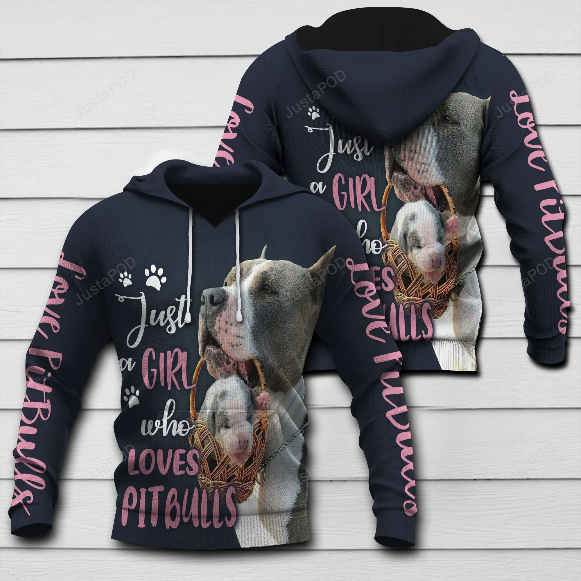 Just Girl Who Loves Pitbulls 3d All Over Print Hoodie Zip-up Hoodie