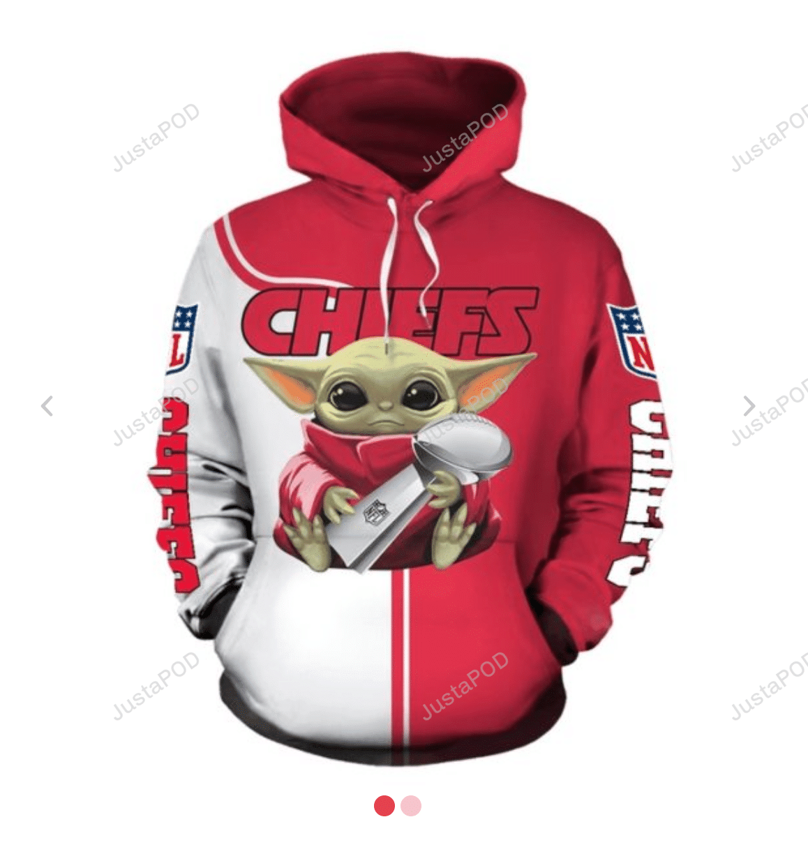 Kansas City Chiefs Nfl Baby Yoda Hug 3d All Over Print Hoodie Zip-up Hoodie