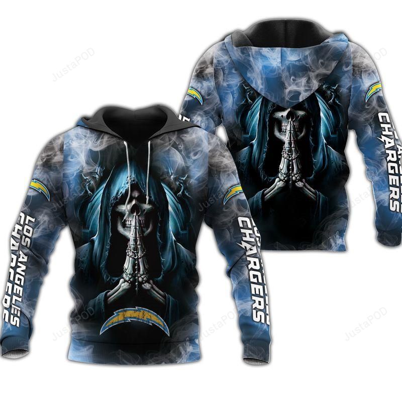 Los Angeles Chargers Skull 3d All Over Print Hoodie Zip-up Hoodie-trungten-qp622