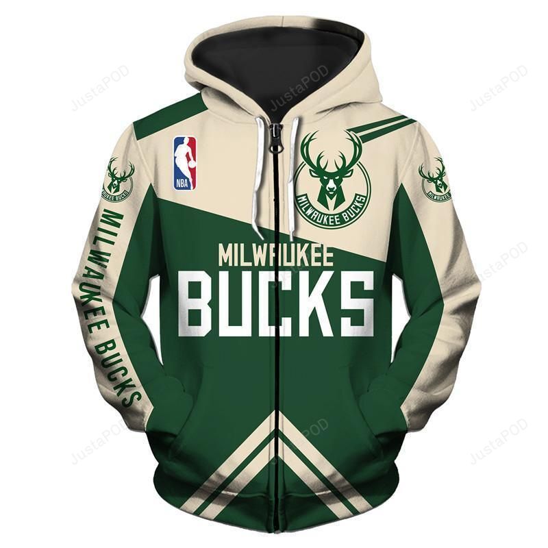 Low Price Nba Hoodie 3d Milwaukee Bucks Hoodies Zip Up Sweatshirt Jacket Pullover