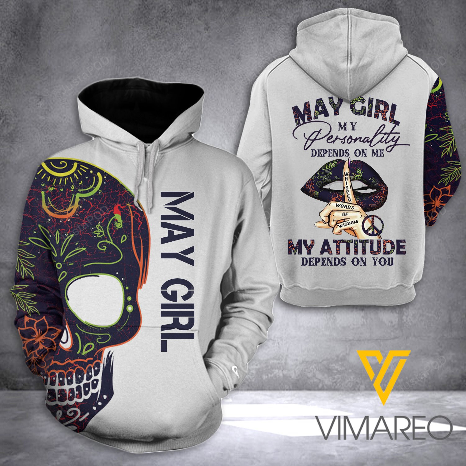 May Girl Skull 3d All Print Hoodie Zip- Up Hoodie