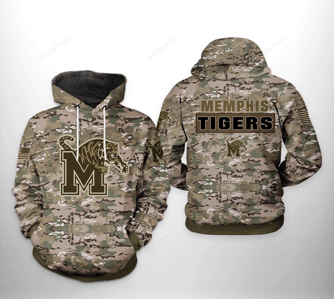 Memphis Tigers Ncaa Camo Veteran 3d All Over Print Hoodie Zip-up Hoodie