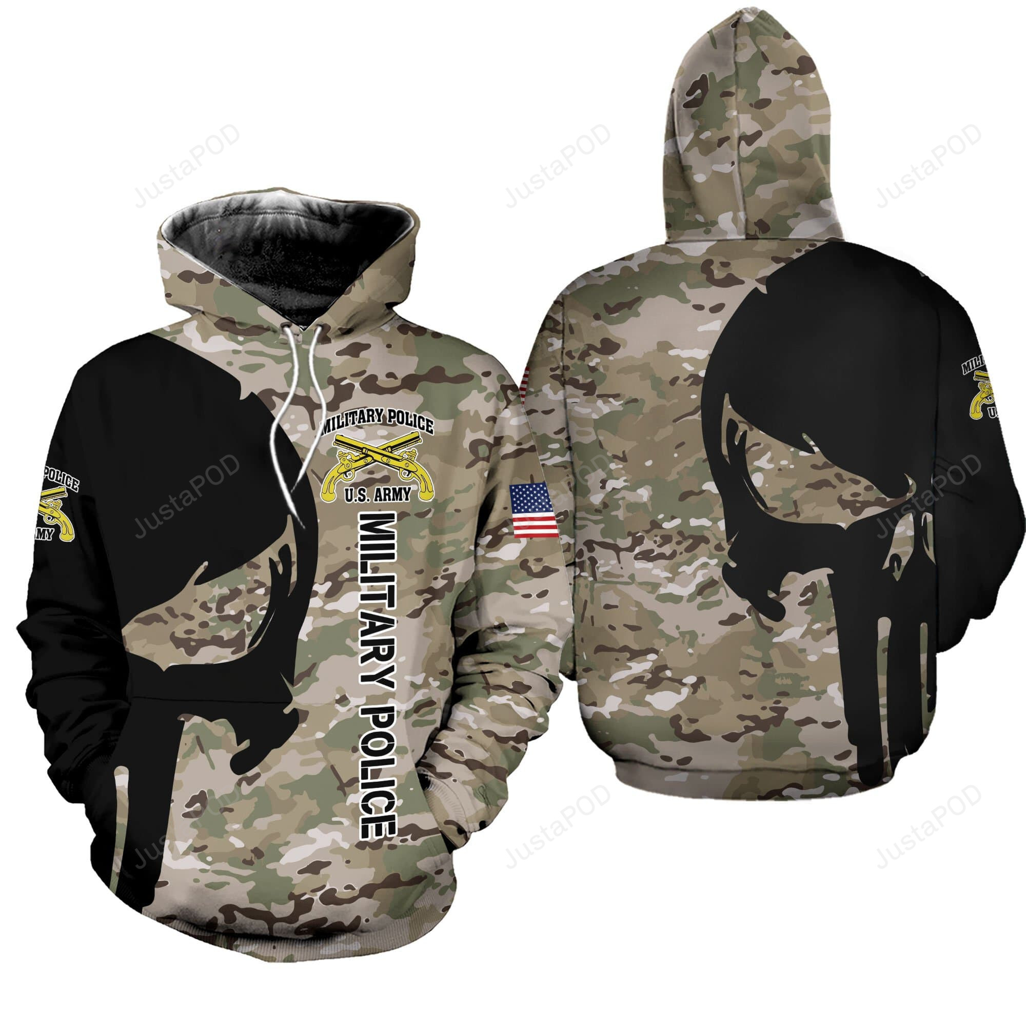 Military Police Skull 3d All Print Hoodie Zip- Up Hoodie