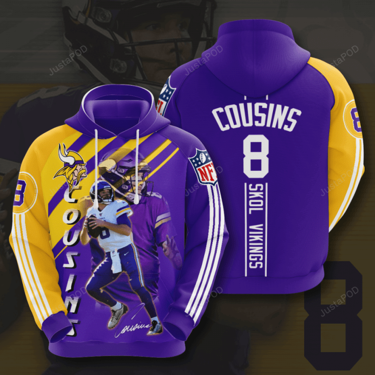 Minnesota Vikings Kirk Cousins 3d All Over Print Hoodie Zip-up Hoodie