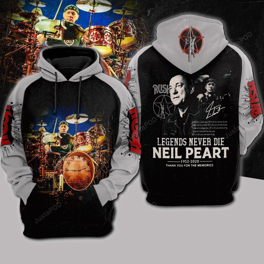 Neil Peart Legends Never Die Men And Women 3d Hoodie Neil Peart Legends Thank You For The Memories 3d Shirt