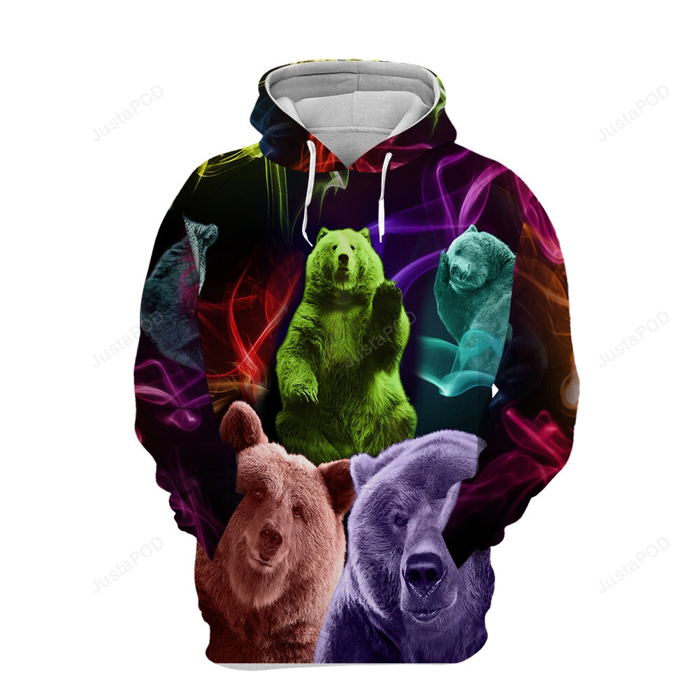 Neon Amazing Bear 3d All Over Print Hoodie Zip-up Hoodie