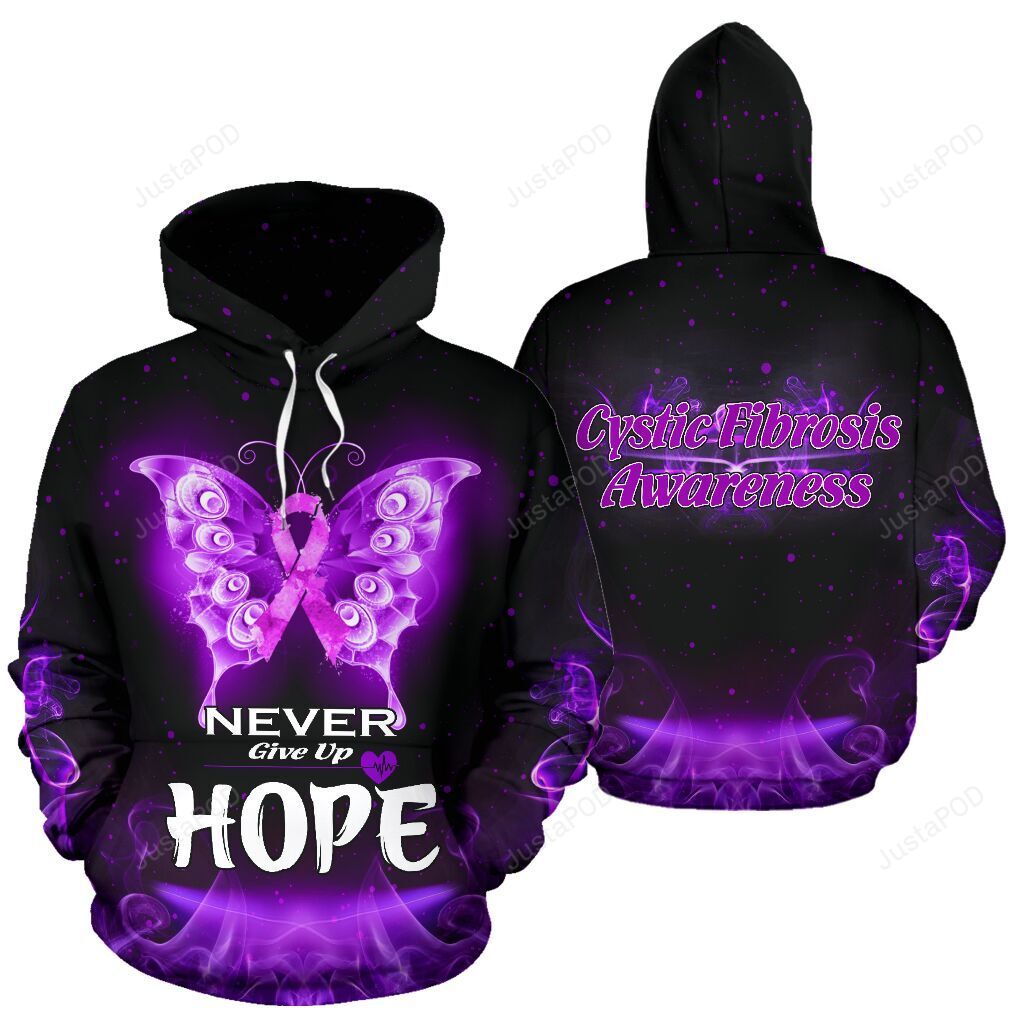 Never Give Up Hope Cystic Fibrosis 3d All Over Print Hoodie Zip-up Hoodie