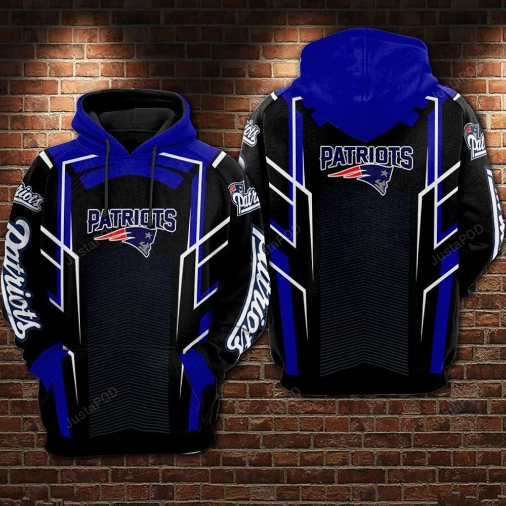 New England Patriots Nfl Football Blue Black 3d Hoodie