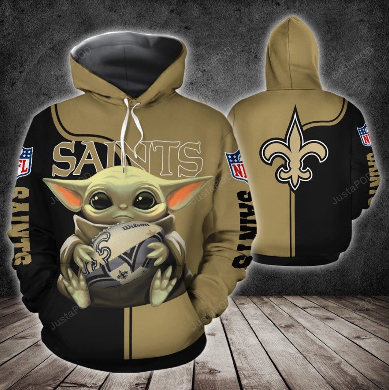 New Orleans Saints And Baby Yoda 3d All Over Print Hoodie Zip-up Hoodie