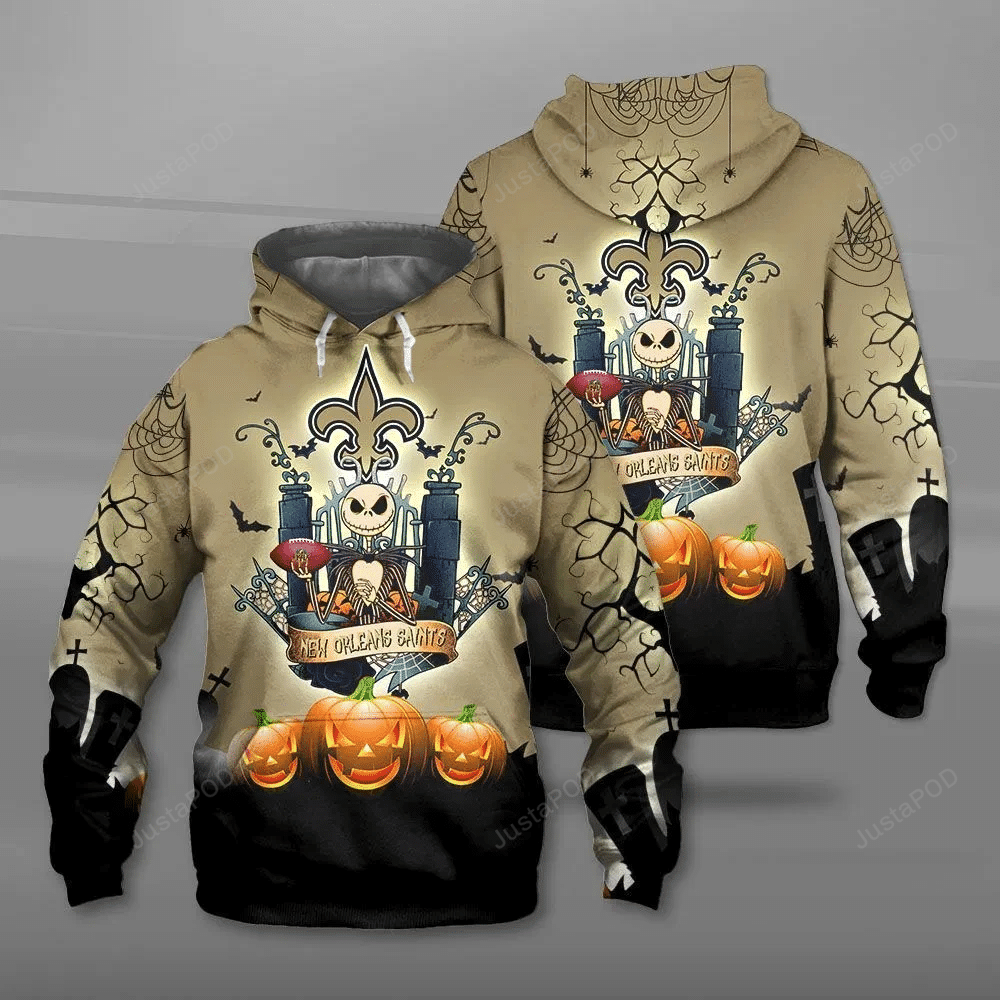 New Orleans Saints Halloween Jack Skellington 3d All Over Print Hoodie Zip-up Hoodie