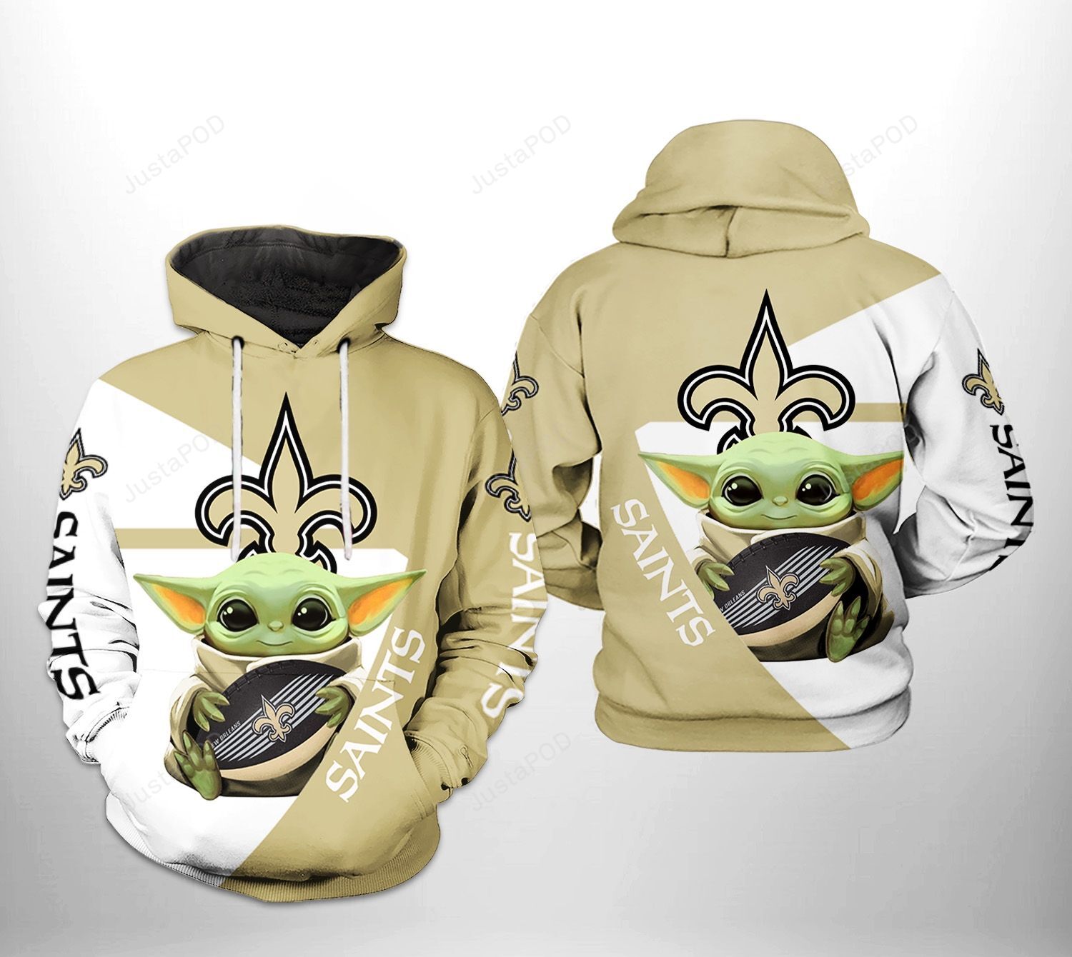 New Orleans Saints Nfl Baby Yoda Team 3d All Over Print Hoodie Zip-up Hoodie