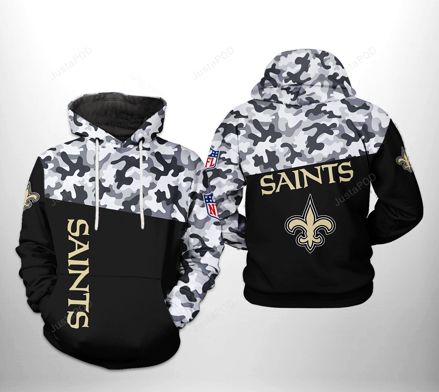 New Orleans Saints Nfl Camo Veteran Team 3d All Over Print Hoodie Zip-up Hoodie