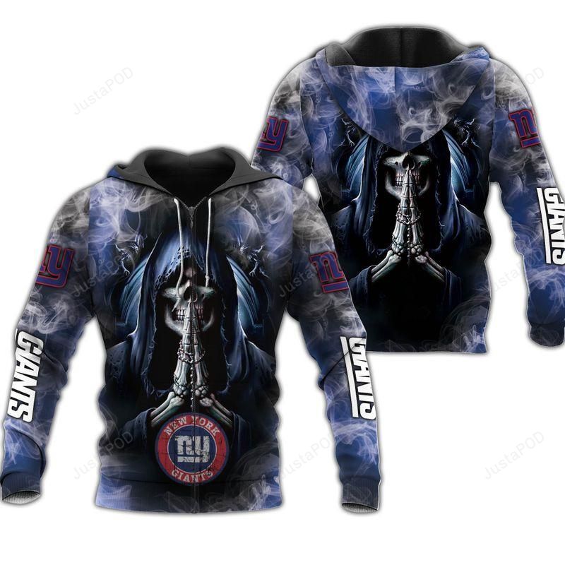 New York Giants Skull 3d All Over Print Hoodie Zip-up Hoodie