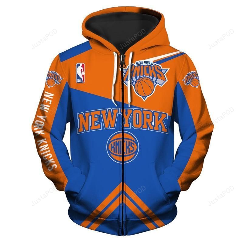 New York Knicks 3d All Over Print Hoodie Zip-up Hoodie