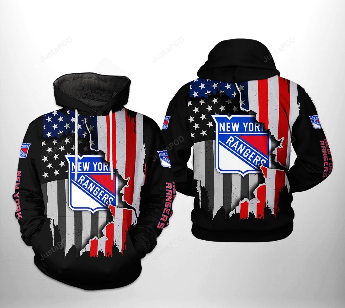 New York Rangers Nhl Us Flag Team 3d All Over Print Hoodie Zip-up Hoodie