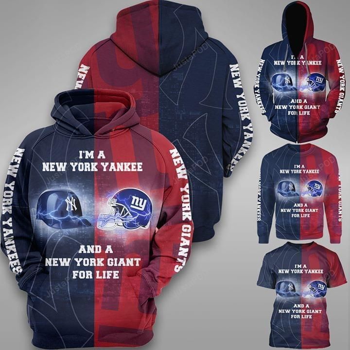 New York Yankees And New York Giants 3d Hoodie