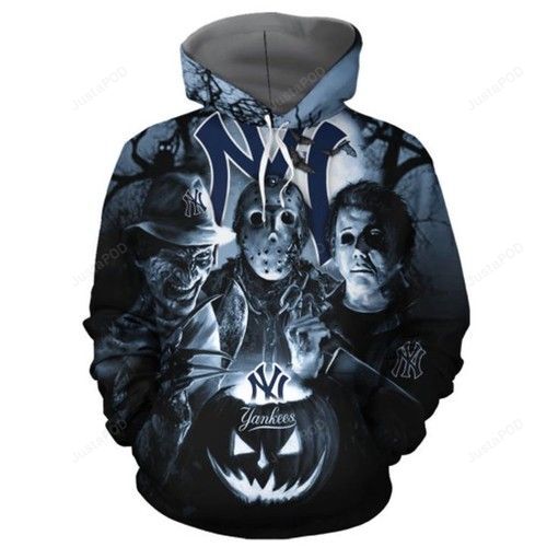 New York Yankees Halloween Horror Night Pullover And Zippered Hoodies Custom 3d Graphic Printed 3d Hoodie All Over Print Hoodie For Men For Women