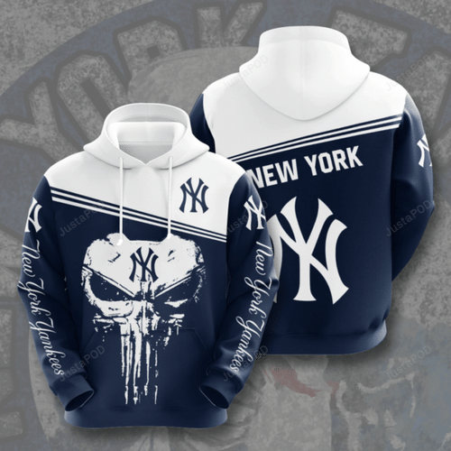 New York Yankees Punisher Skull Men And Women 3d Full Printing Hoodie Shirt New York Yankees Baseball 3d Full Printing Shirt