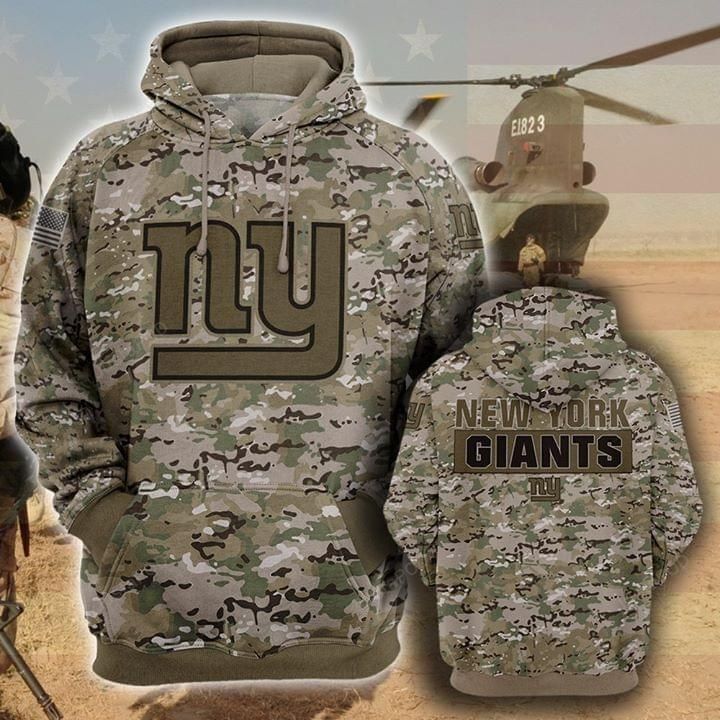 New Yorks Giants Camouflage Veteran 3d Cotton T-shirt Hoodie