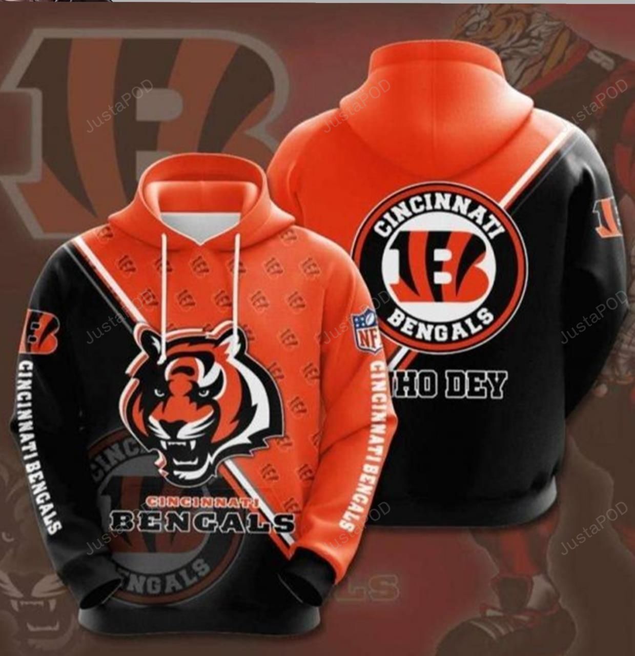 Nfl Cincinnati Bengals Jersey 3d All Over Print Hoodie Zip-up Hoodie