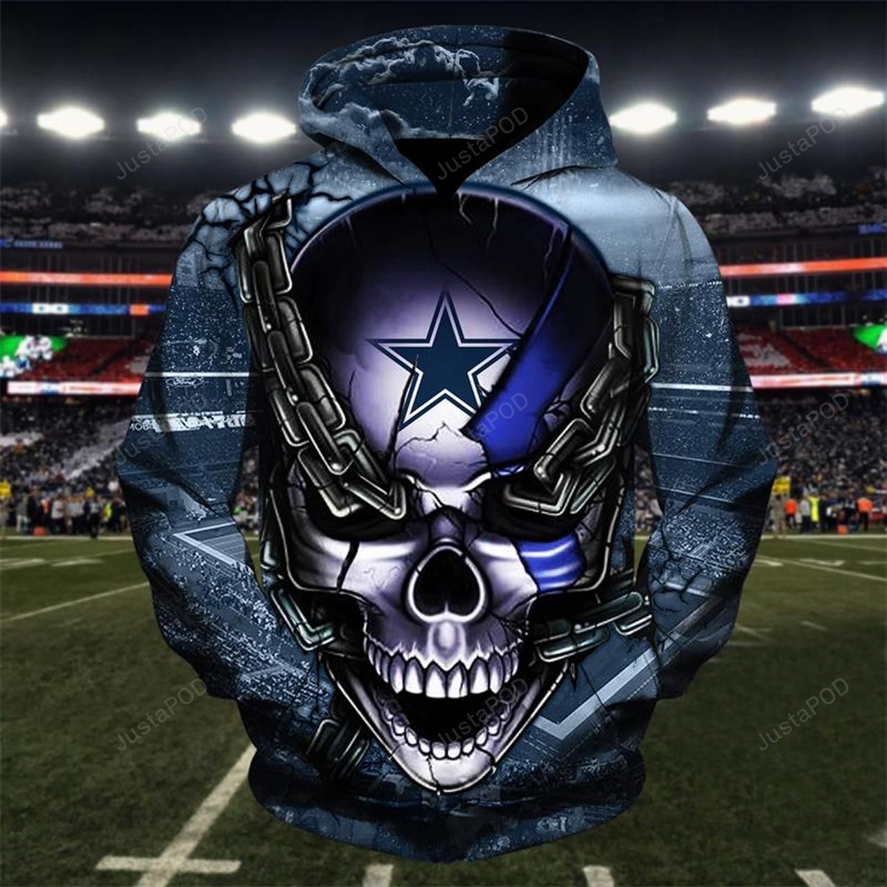 Nfl Dallas Cowboys Skull 3d All Over Print Hoodie Zip-up Hoodie-trungten-qs2w3