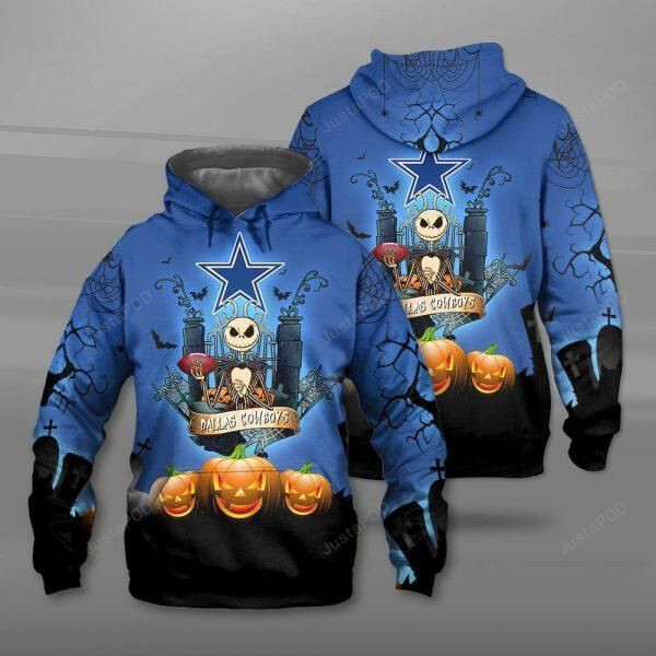 Nfl Dallas Cowboys The Nightmare Before Christmas Jack Skellington 3d All Over Print Hoodie Zip-up Hoodie