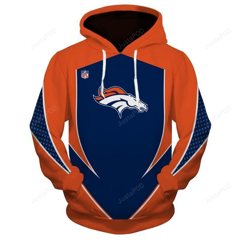 Nfl Denver Broncos 3d All Over Printed Hoodie Zip- Up Hoodie