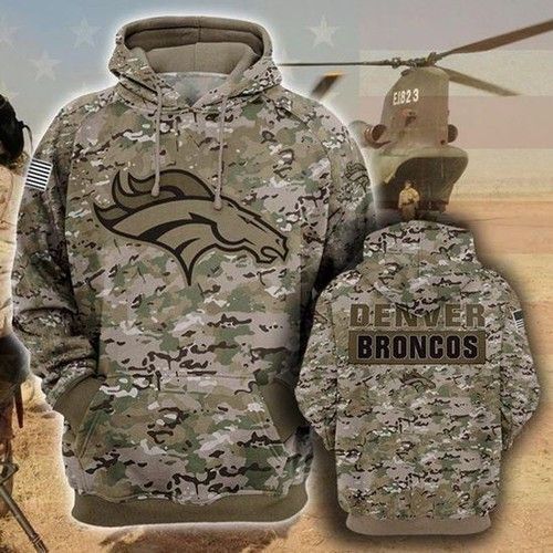 Nfl Denver Broncos Camouflage Veteran 2020 Pullover And Zippered Hoodies Custom 3d Graphic Printed 3d Hoodie For Men For Women