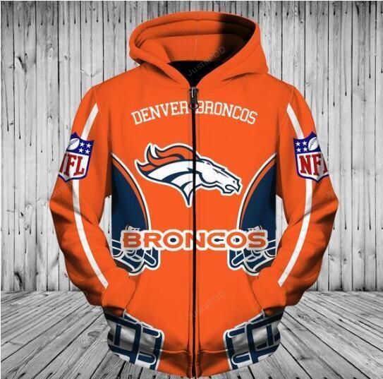 Nfl Football Denver Broncos 3d All Over Print Hoodie Zip-up Hoodie