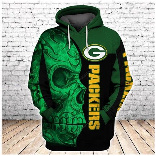 Nfl Green Bay Packers Tribal Skull Men And Women 3d Full Printing Hoodie Green Bay Packers Nfl 3d Full Printing Shirt