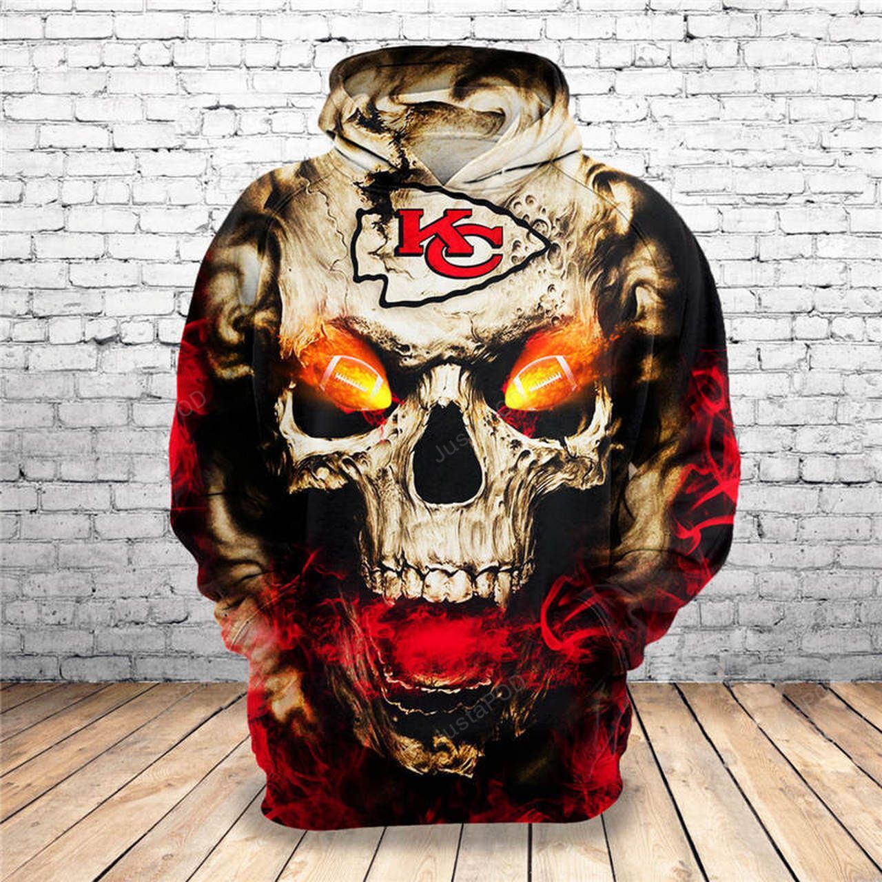 Nfl Kansas City Chiefs Skull 3d Hoodie