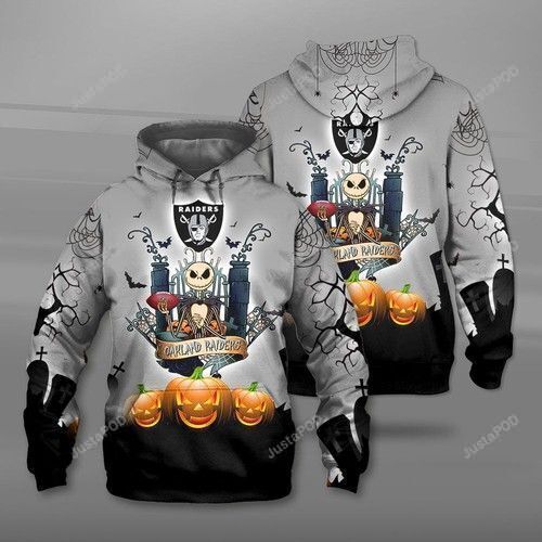 Nfl Oalkand Raiders Jack Skellington The Nightmare Before Christmas 3d All Over Print Hoodie Zip-up Hoodie