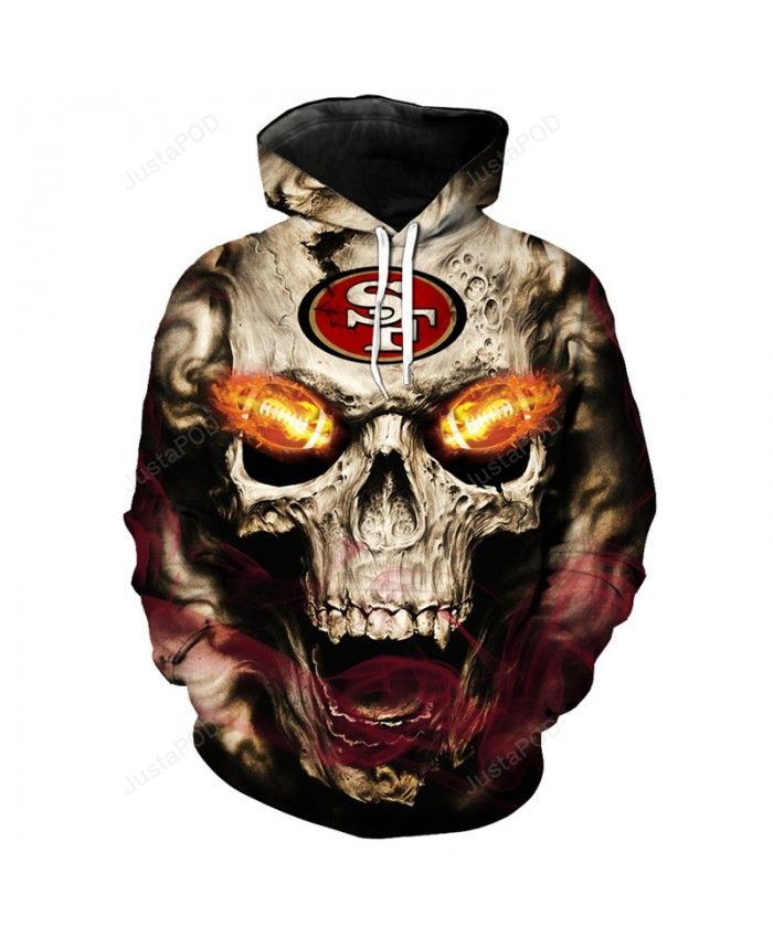 Nfl Roaring Skull San Francisco 49ers Logo 3d All Over Print Hoodie